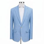 Custom Sky Blue Linen Suit Andre Emilio