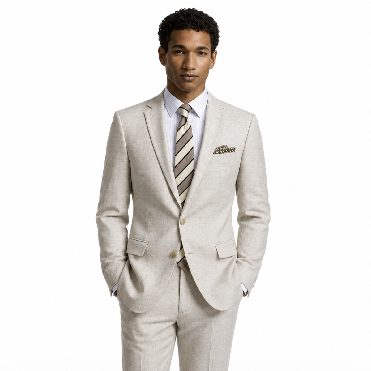 Slim Fit Stone White Suit