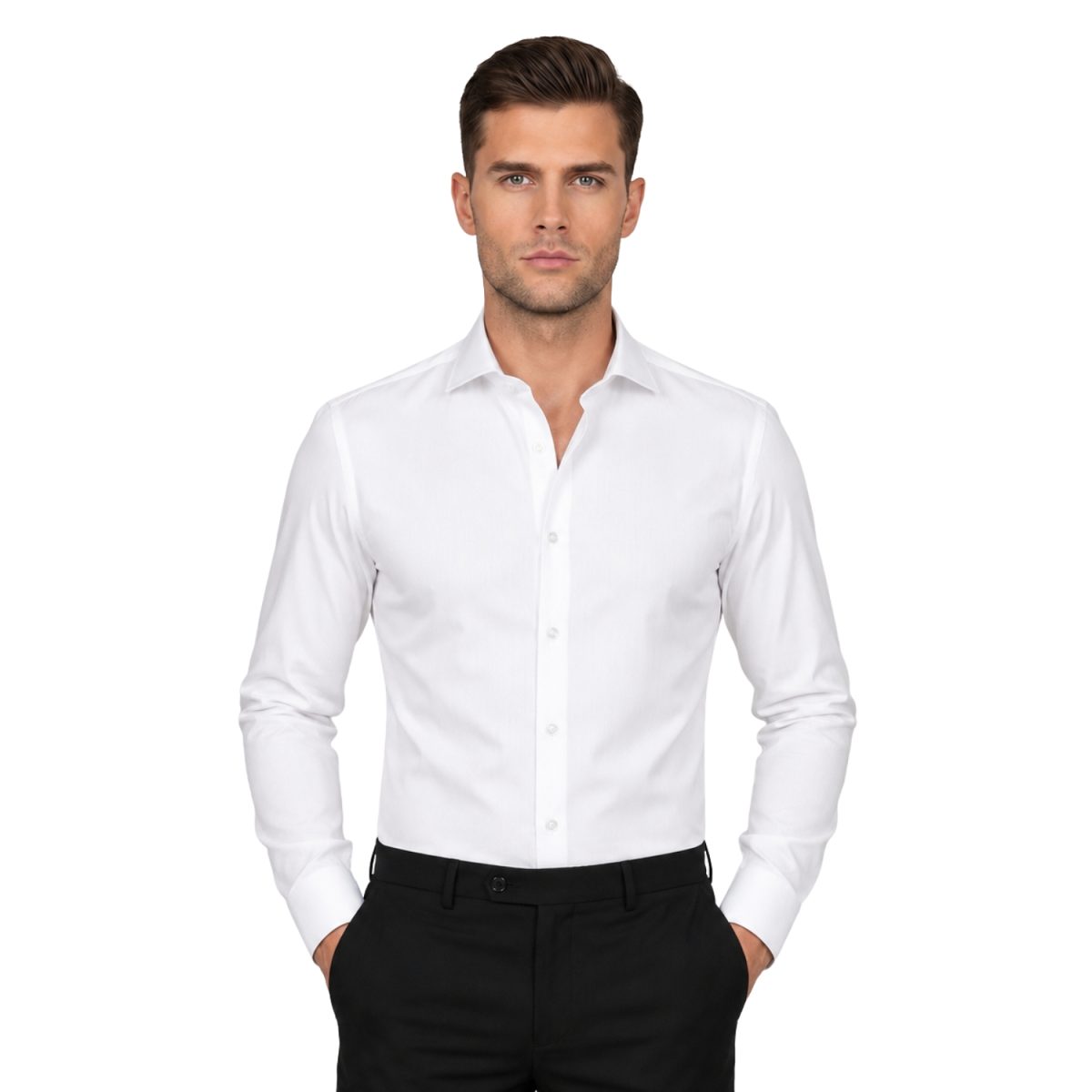 Andre Emilio Custom Self Lining White Dress Shirt For Shirt