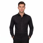 Andre Emilio Chevron Embroidered Tuxedo Shirt