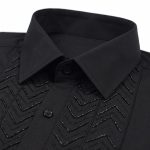 Andre Emilio Chevron Embroidered Tuxedo Shirt