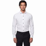 Andre Emilio Diagonal Pleated Tuxedo Shirt Men Model