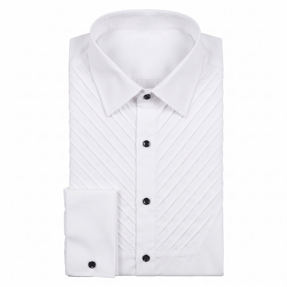 Diagonal Pleated Tuxedo Shirt Front View
