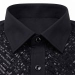 Black Sequin Tuxedo Shirt Men Model