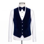Ivory Tuxedo With Blue Velvet Shawl Lapel For Men