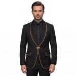 Black Tuxedo Jacket with Gold Rope Trim – André Emilio