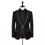 Black Tuxedo Jacket with Gold Rope Trim – André Emilio