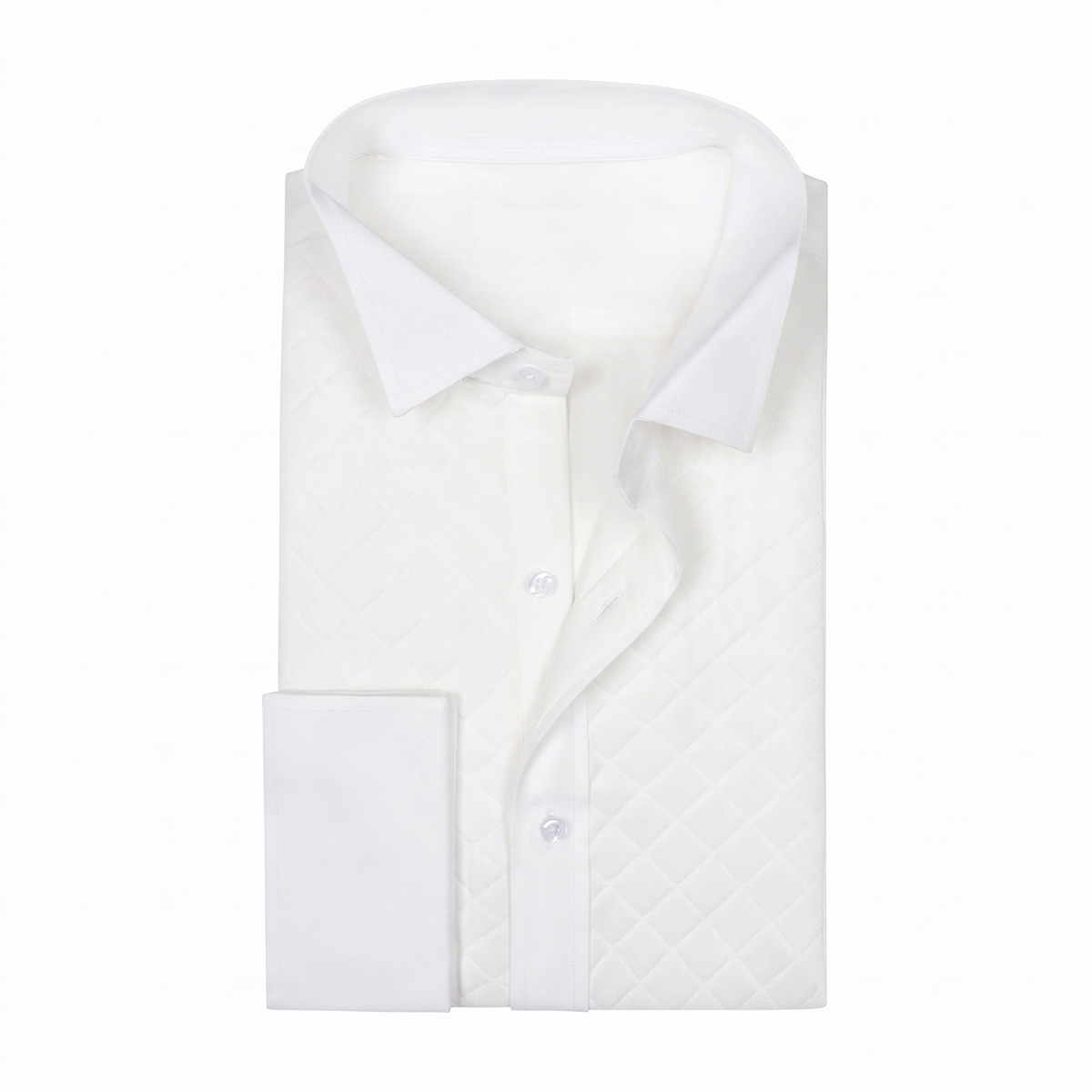 Diamond Quilted Tuxedo Shirt Front View