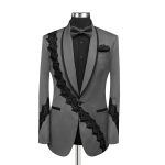 Grey Beaded Lace Tuxedo Andre Emilio