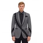 Grey Beaded Lace Tuxedo Andre Emilio